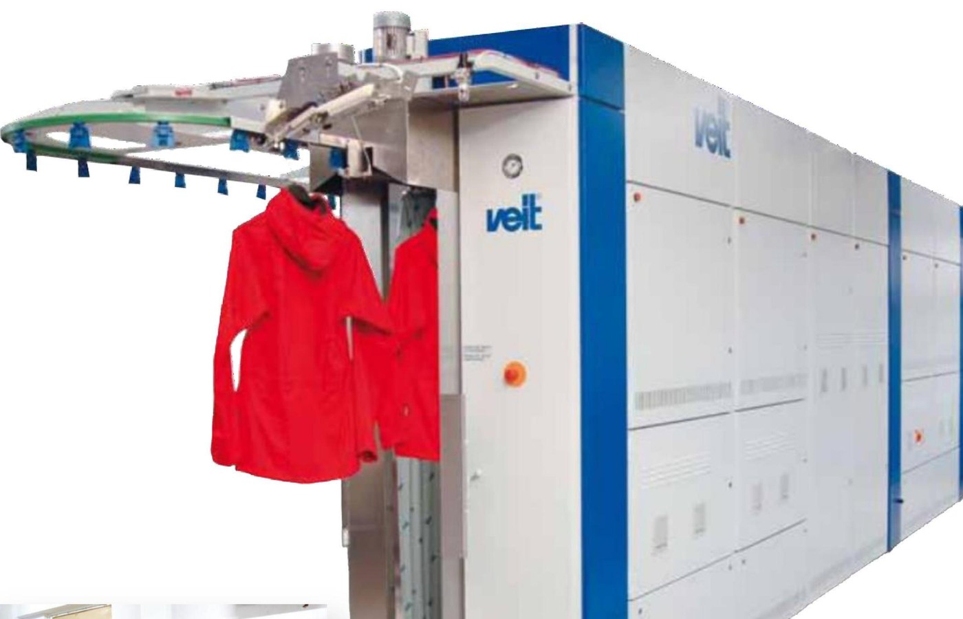Garment finishing equipment in Deemart's facility
