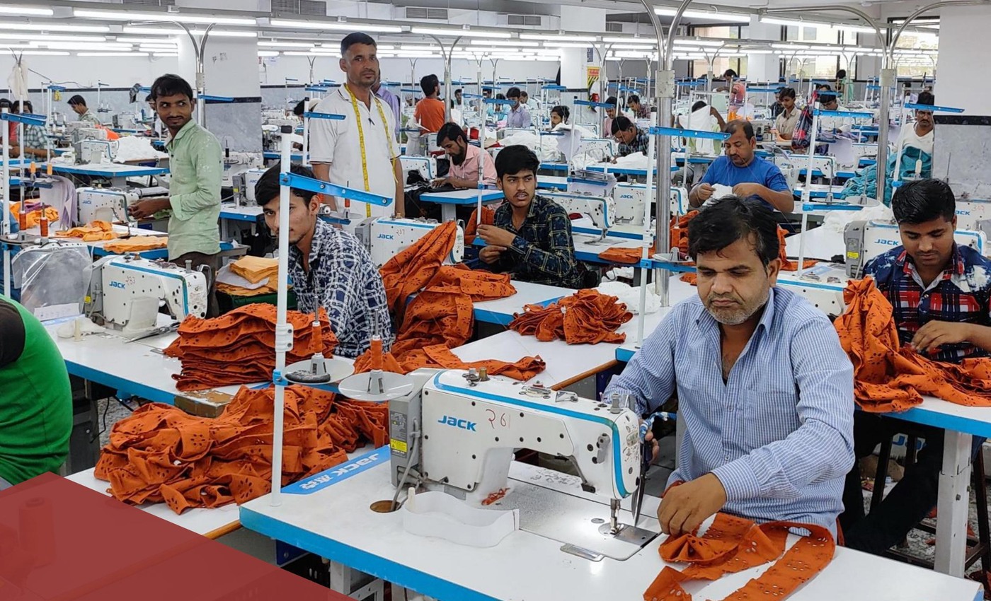 Apparel stitching production floor
